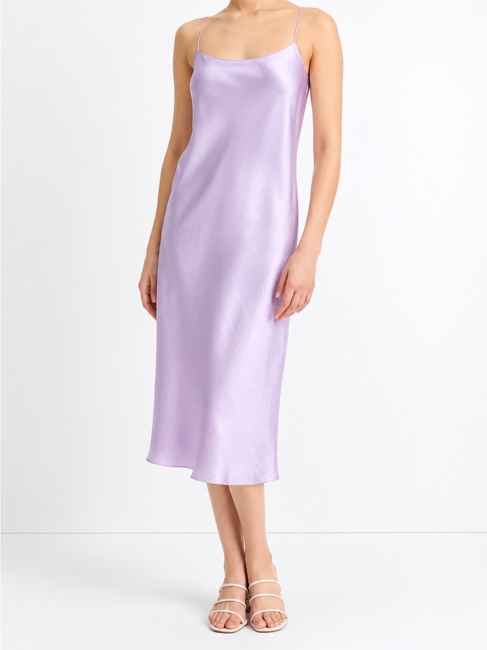 Vince Lavender Satin Slip Midi Dress